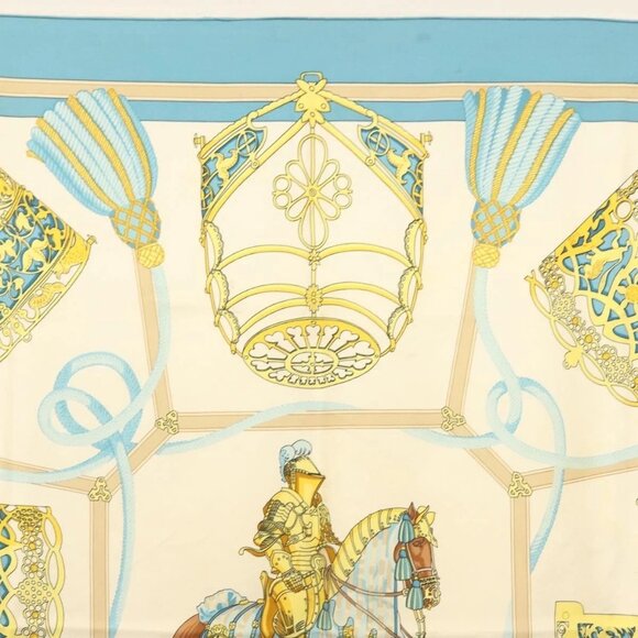 HERMES Carre 90 Scarf ""LES MUSEROLLES"" Silk Blue Auth BA5129 - Picture 3 of 16